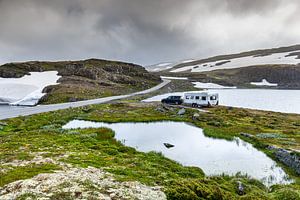 Wild camper along the "Snow Road" in Norway