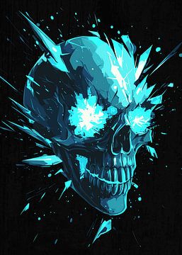 Glowing skull with explosive ice crystals by Pixelbull Design