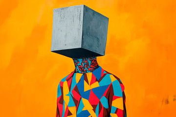 Kleurrijk figuur met vierkant hoofd van Poster Art Shop