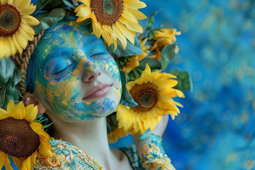 portrait de femme avec des fleurs par Egon Zitter