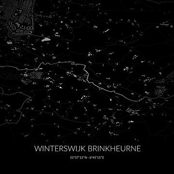 Zwart-witte landkaart van Winterswijk Brinkheurne, Gelderland. van Rezona