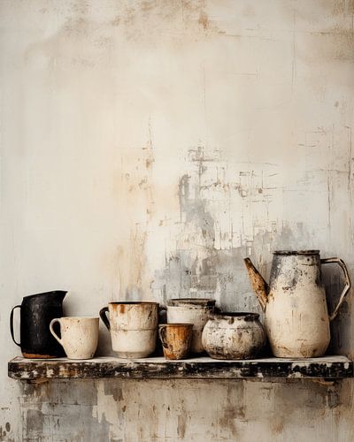 Still life in Japandi and wabi-sabi style.