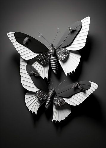 3d zwart witte vlinders