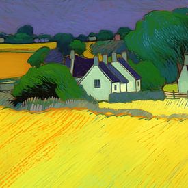 Landschap in van Gogh-stijl_landscape van Ton Kuijpers