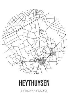 Heythuysen (Limburg) | Landkaart | Zwart-wit van Rezona