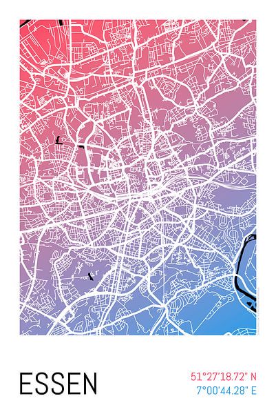 Essen - Stadsplattegrondontwerp Stadsplattegrond (kleurverloop) van ViaMapia