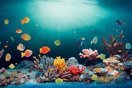 Océan Monde sous-marin avec coraux et poissons Illustration 02