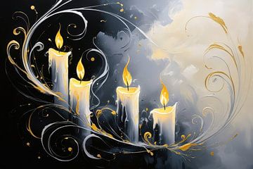 Four candles with decorative paint marks by Imperial Art House