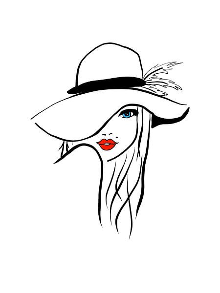 Woman with summer hat by Hilde Remerie Photography and digital art