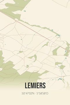 Vintage landkaart van Lemiers (Limburg) van Rezona