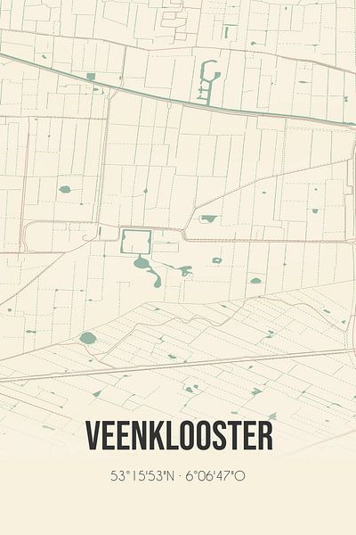 Vintage map of Veenklooster (Fryslan) by Prints of Place