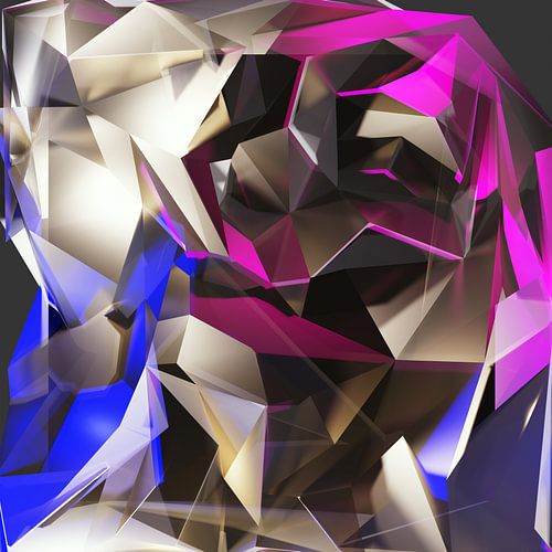 Portrait of a Smoking Girl van Pat Bloom - Moderne geometrische abstractie, surrealisme en deconstructivisme kunst