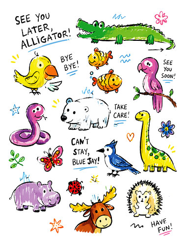 „See You Later, Alligator“ – Niedliche Abschiedskunst mit Tier-Wortspielen für Kinder von Ramy Salah Hefny