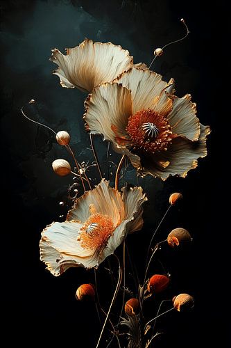 Poppy Flowers in Gold no.7