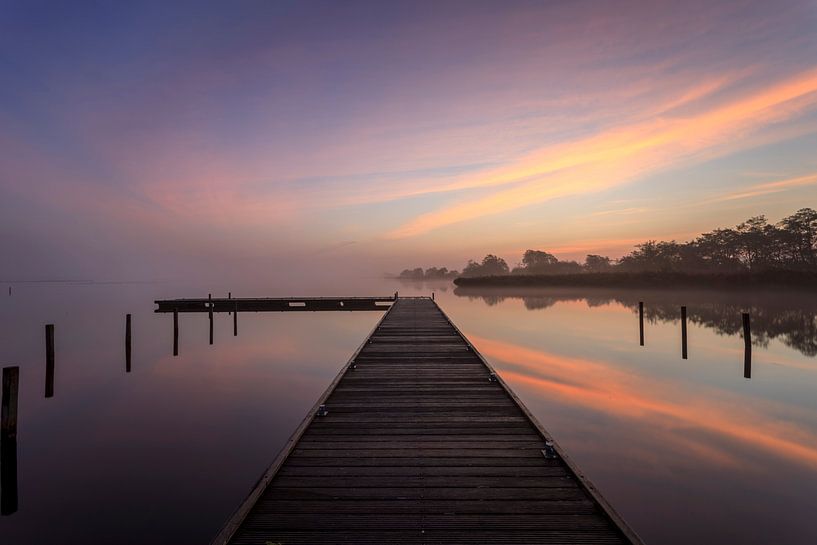 Sunrise in the fog by Wil de Boer