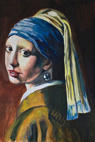 Meisje met de parel portret schilderij