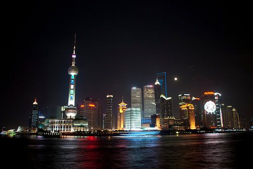 Nacht Skyline Shanghai, China