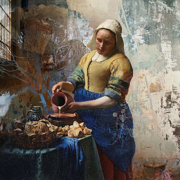 Het melkmeisje | naar het werk van Johannes Vermeer van MadameRuiz