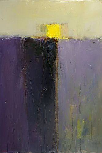 Peinture abstraite avec des couleurs violettes et jaunes