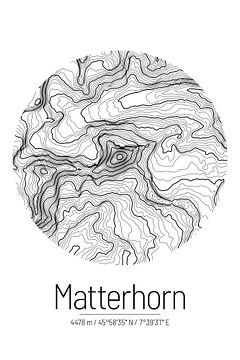 Matterhorn | Topographic Map (Minimal) by ViaMapia