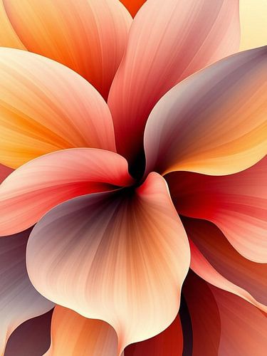 Betoverende bloei: Een symfonie van warme tinten en abstracte bloemblaadjes