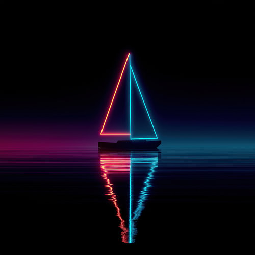 Neon zeilboot blauw-oranje-roze