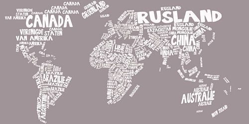Typographie de la carte du monde