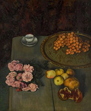 Emile Bernard - Stilleven met rozen en fruit (1896) van Peter Balan