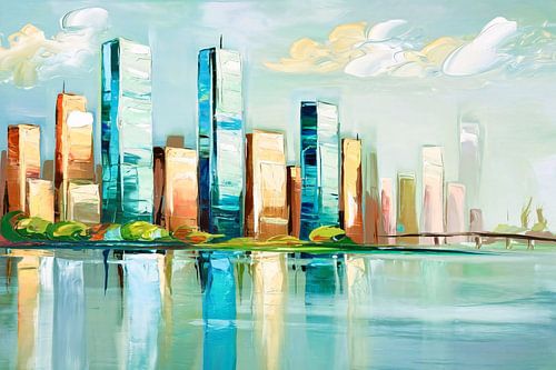 Moderne kleurrijke skyline kunst