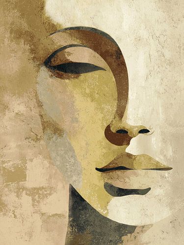 Visage enveloppé de silence - jaune chaud