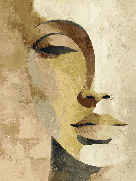 In Schweigen gehülltes Gesicht - warmes Gelb von Color Square