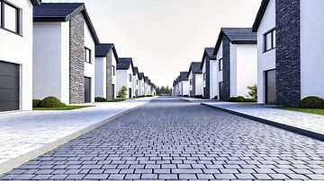 Modern woonpark met geplaveide straat van Frank Heinz