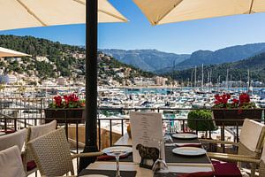 Idyllisch uitzicht op de jachthaven in Port de Soller op Mallorca