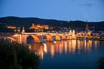 Heidelberg bij nacht, Baden-Württemberg van Peter Schickert