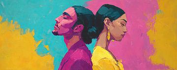 Vrouw Jurk | Facing the Colorful World Together van De Mooiste Kunst