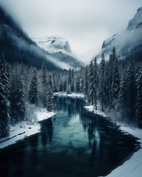 La magie de l'hiver au bord du lac par l'artiste fernlichtsicht
