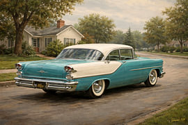 Driving Through History – Oldsmobile Super 88 – 1957 by Johannas Art Creations