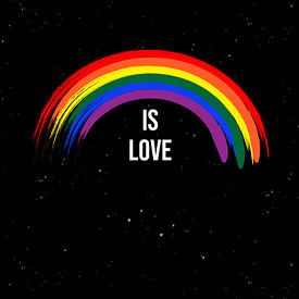Rainbow is Love – LGBTQ Flagge Regenbogen Solidarität Wanddeko von Millennial Prints