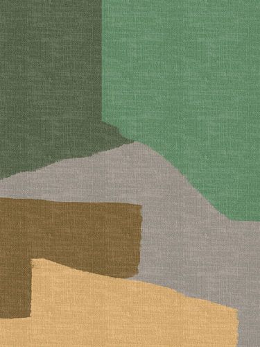 Green, grey, mustard, beige. Minimalist abstract in retro style by Abstract Minimalist Art