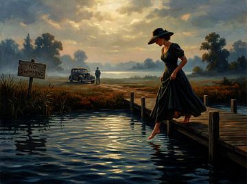 Schemerige reflecties aan het water