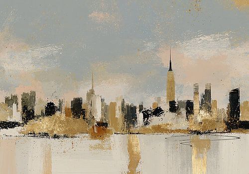 Abstrakte Skyline in Gold und Grau