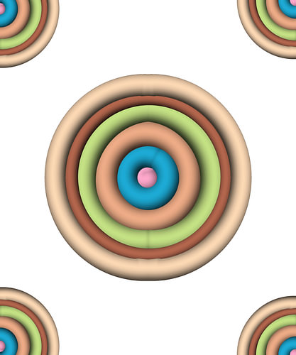 3D Concentric Circles Retro Geometric Abstract Wall Art