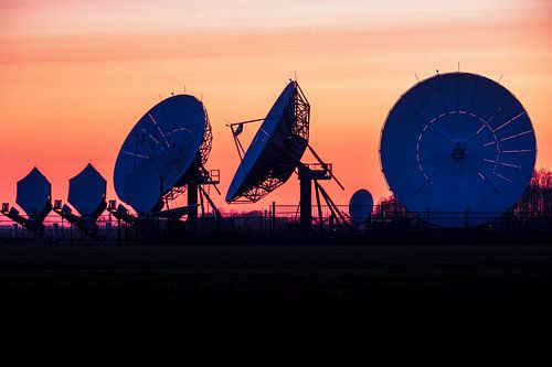 Zonsondergang achter de grote oren in de weilanden bij Burum