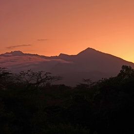 View of Mount Meru during sunset in Tanzania by Aagje de Jong