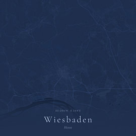 Vintage landkaart van Wiesbaden, Germany van Stad & Wand