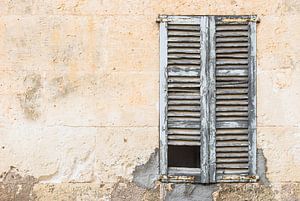 Alte beschädigte Fensterläden und alte Wand von Alex Winter