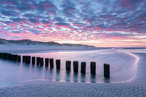 Nuages enflammés au-dessus de la plage - Natural Ameland