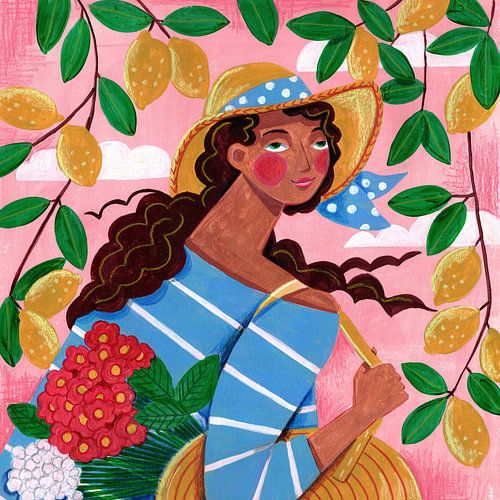 Buntes Porträt Frau in Amalfiküste Italien