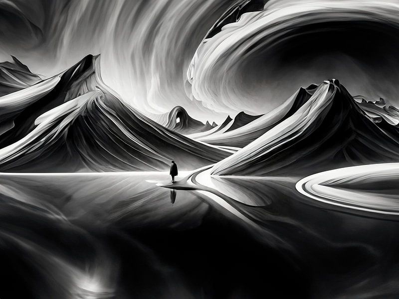 Black and white picture in art by Mustafa Kurnaz