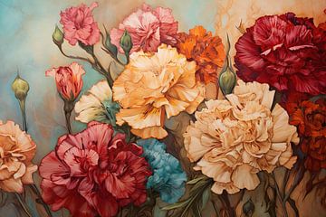 Splendeur florale | Fleurs colorées sur Peinture Abstraite